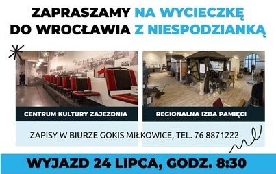 Zdjęcie do GOKiS Miłkowice serdecznie zaprasza na wycieczkę dla senior&oacute;w do Wrocławia!