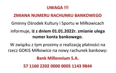 Zdjęcie do Zmiana numeru konta bankowego